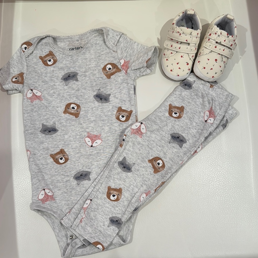 Carter's Gray Teddy Bear Set + shoes